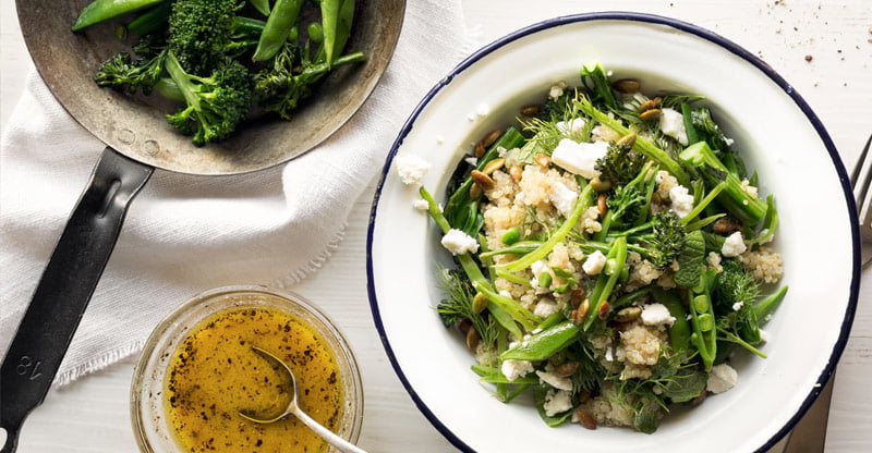 gluten-free quinoa with snap peas